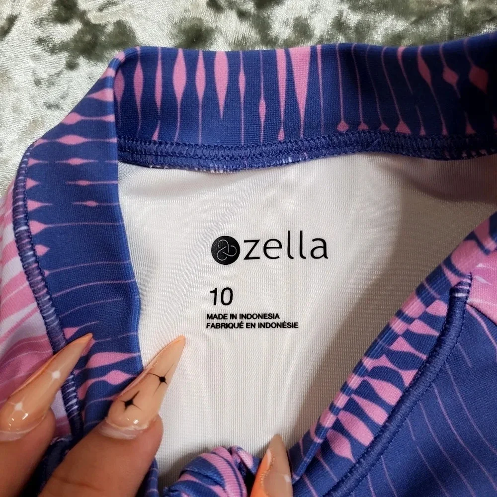 Zella Girl's Trinity Long Sleeve One-Piece‎ Rashguard Swimsuit